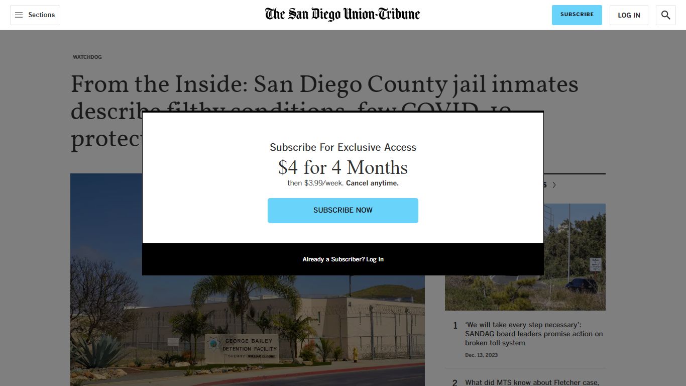 From the Inside: San Diego County jail inmates describe filthy ...